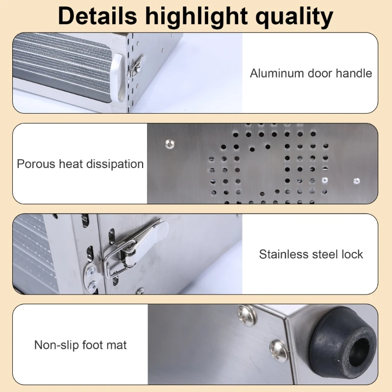 Multifuntional Dryer Dehydrator Efficient Drying Machine Stainless Steel Texture Suitable for Snacks