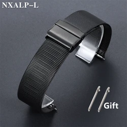 Elegant Milanese Mesh Stainless Steel Watch Band - Sleek and Durable 1.5mm Thickness Strap - 22mm (Black)