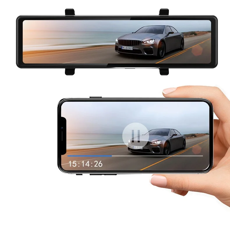 Carplay Dash Cam 12 Pollici 1440P Car Dvr Camera Stream Specchietto Retrovisore 1080P 3 In 1 Drive Video Registratore Automatico 3 Telecamere