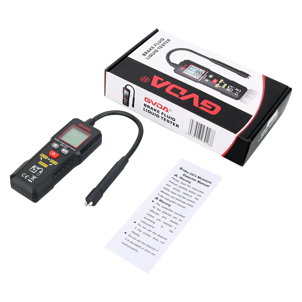 Brake Fluid Tester GVDA Brake Fluid Tester Digital Auto Brake Liquid Oil Tester Detector Tool For DOT3 DOT4 DOT5.1 Hydraulic Oil Moisture Analyzer