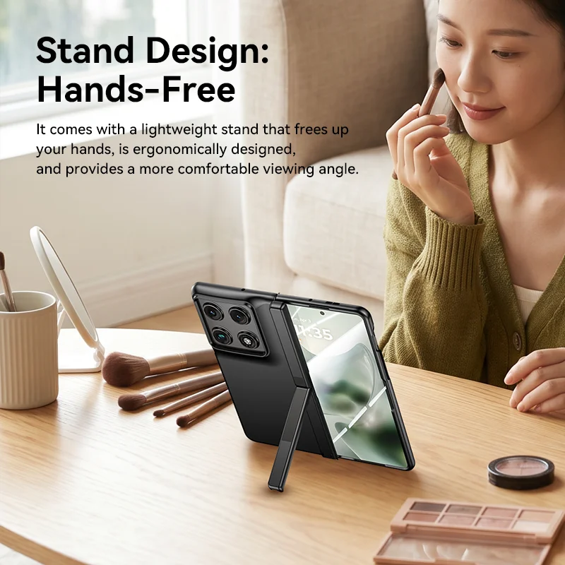 Matte Skin-Friendly Folding Case with Mirror Film & All-Inclusive Protection