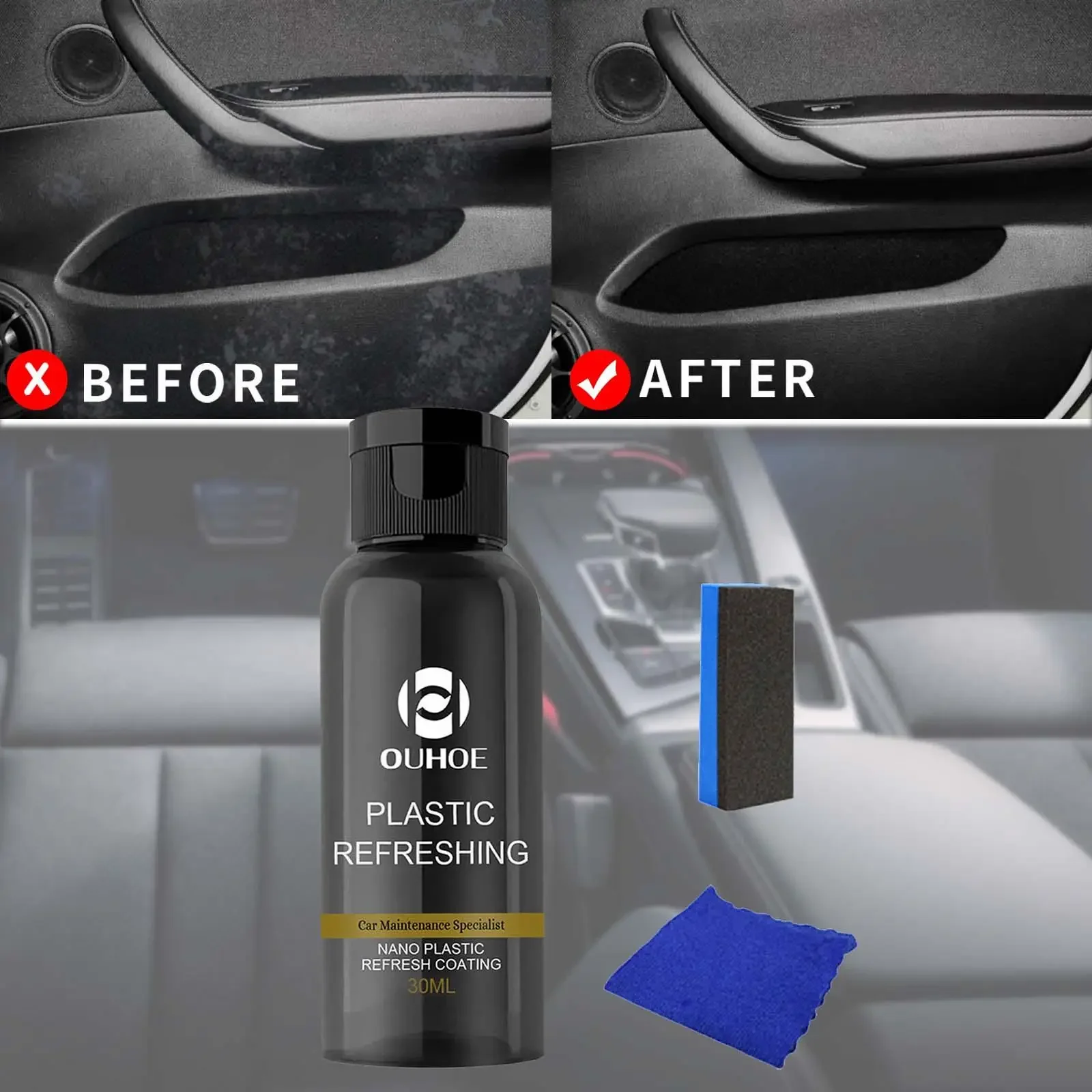 Plastic Refreshing Coating Car Plastic Revitalizing Coating Agent Plastic  Parts Refurbish Agent for Car Automotive Interior Cleaning Agent 30ML 