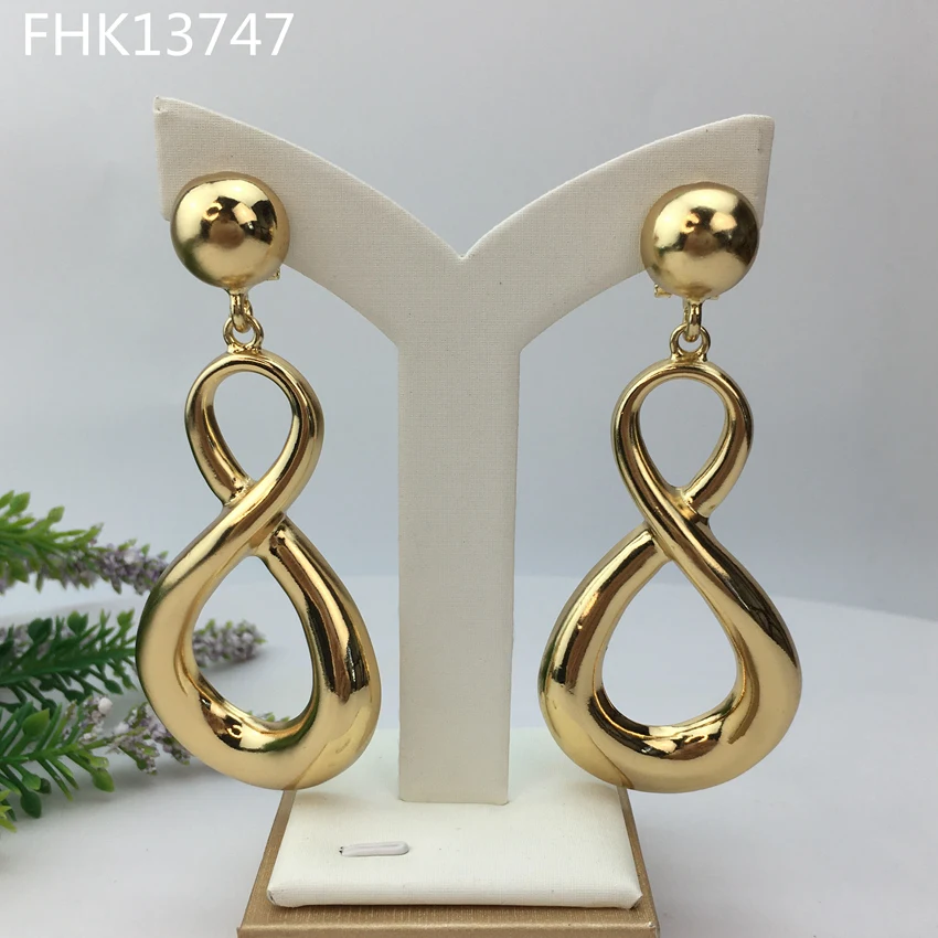 

Yuminglai High Quality Earrings Women Daily Wear Earrings Gold Plate Jewelry 18K Italian Gold Plated Big Earrings FHK13747
