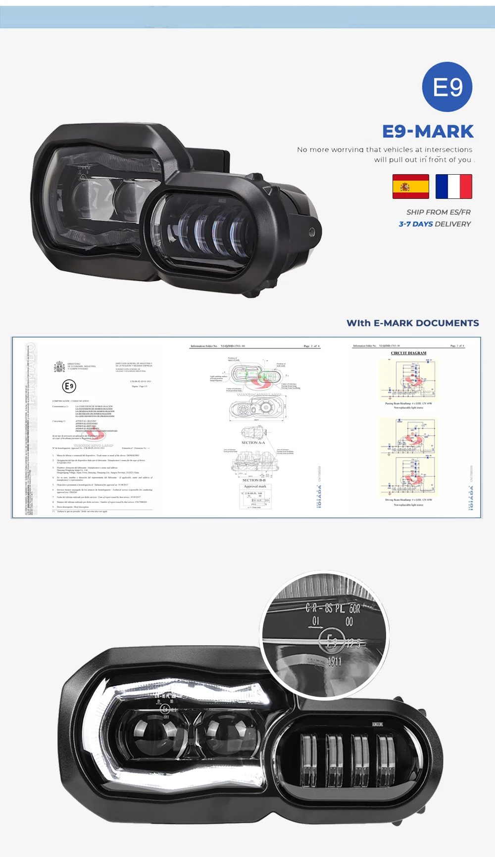 KEMIMOTO E-Mark-zugelassene Scheinwerfer für BMW F800GS ADV F800R F650GS F700GS Motorradbeleuchtung, komplette LED-Scheinwerfer-Baugruppe – Detail 4