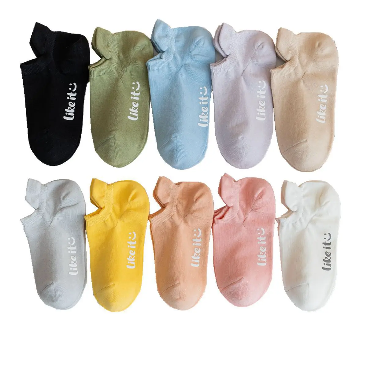 

Summer New Solid Socks Fashion Socks Cartoon Cotton Women Casual Invisible Socks Candy Color Lady Short Socks