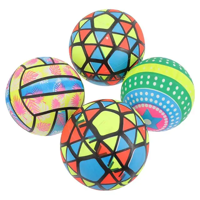 4 Pcs Inflatable Beach Fluorescent Volleyballs Party Beach Star Pattern Balls Swimming Pool Play Party Water Game Balloons 2