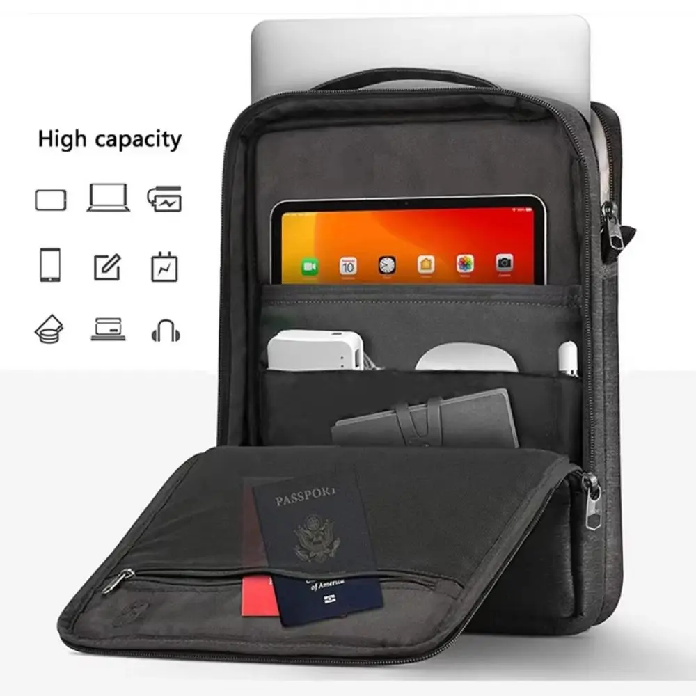 Universal 13.3-15.4 inch Laptop Shoulder Bag Waterproof Large Capacity Tablet Sleeve Multilayer Shockproof Tablet Storage Bag