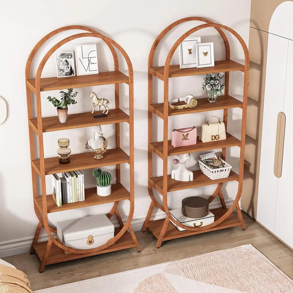 5-Tier Open Bookshelf Modern Storage Rack Freestanding Display Shelf Storage Organizer Heavy Duty Multifunctional Corner Shelf 6