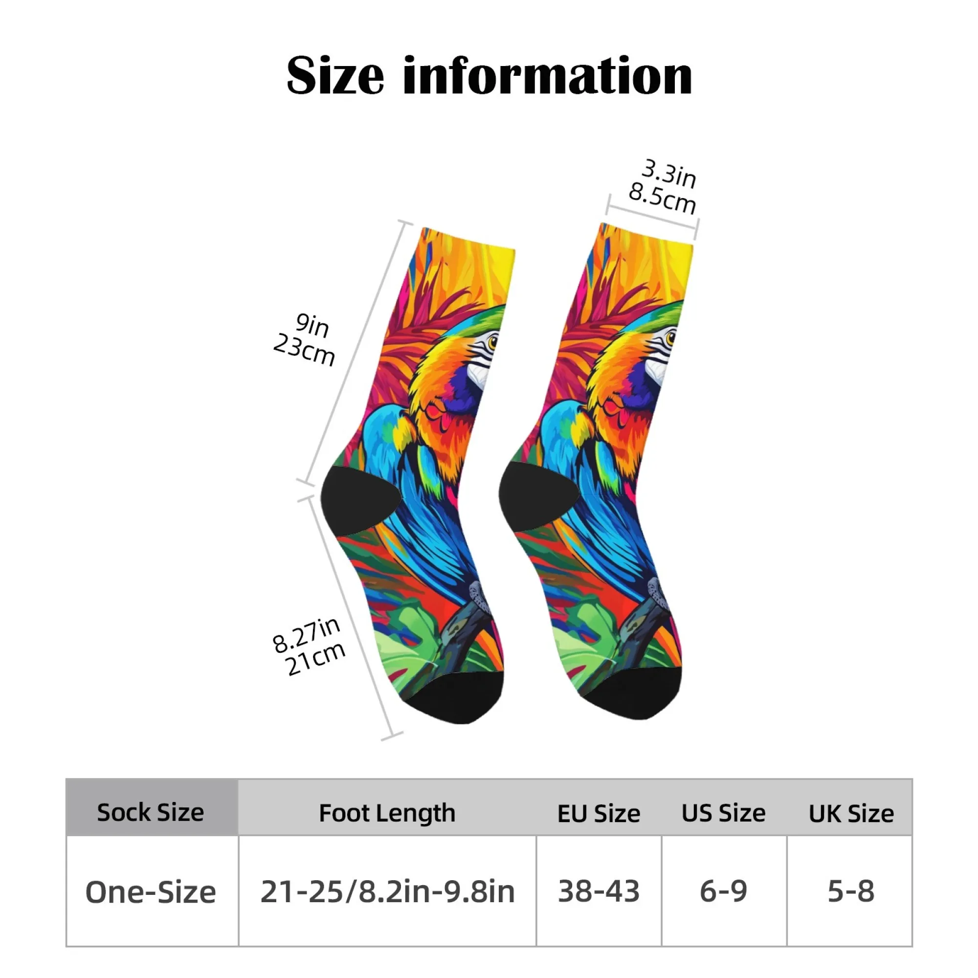 Vibrant Parrot Print Men's Retro Compression Socks - Soft & Comfortable Novelty Gift