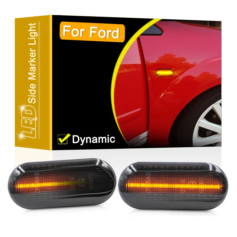 

Smoked Lens Waterproof LED Side Fender Marker Lamp Flowing Turn Signal Light For Ford Focus/MK2/C-Max Fusion Fiesta
