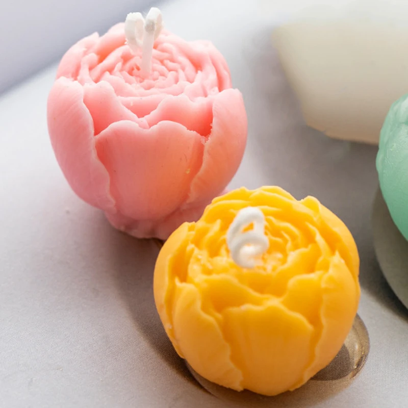 3D Round Austin Rose Silicone Candle Molds DIY Handmade Flower Aromatherapy Gypsum Soap Making Chocolate Ice Cake Baking Mold