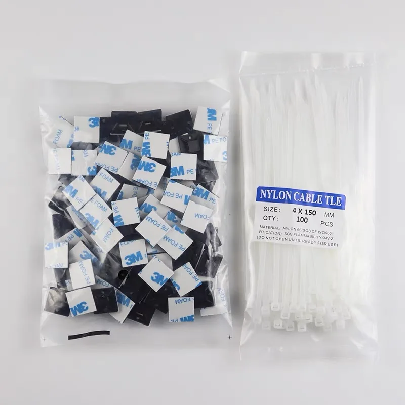 Description Picture 5 of itemSelf-locking plastic nylon tie  + Nylon Square Plastic 3M Self Adhesive Wire Zip Fixed Seat Holder Cable Tie Mount Base