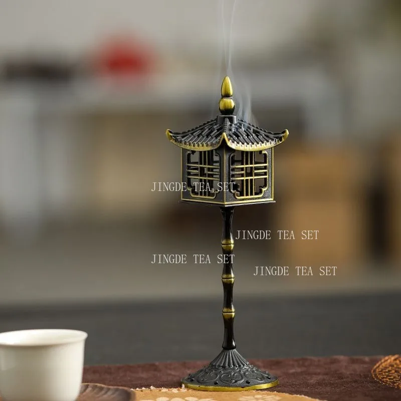 Chinese Palace Lantern Incense Burner Household Alloy High Foot Aromatherapy Stove Office Agarwood Incense Burner