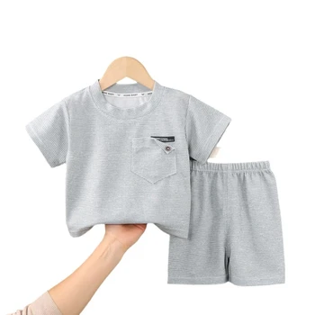 Kids Waffle Knit Short-Sleeve Set: Summer Unisex Toddler Casual Stylish Activewear - Fresh Lightweight Minimalist 2-Piece Outfi 1