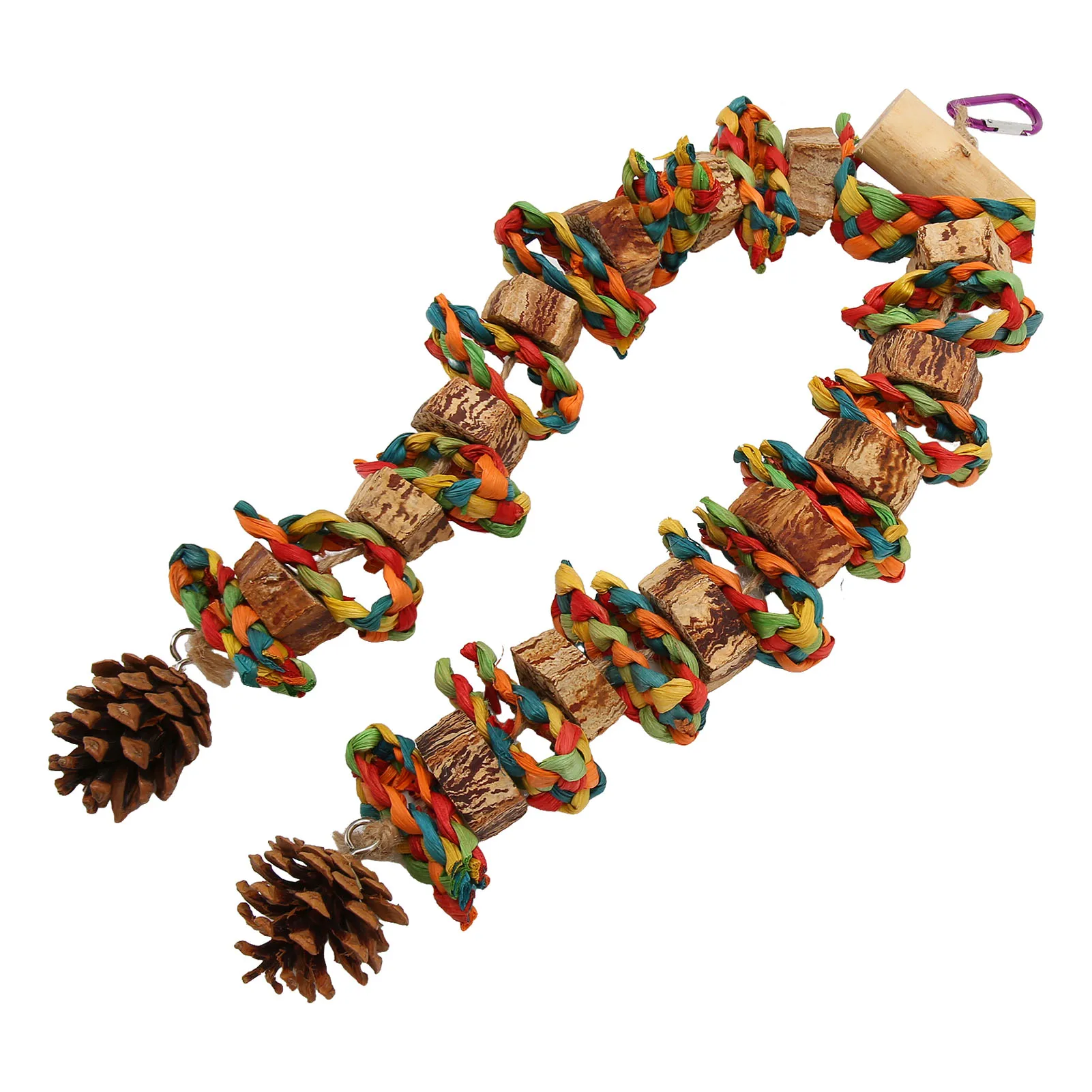 Papageien-Kauspielzeug, Schnabel, Schleifen, sicheres Holz, Nuss, Tannenzapfen, Maisblatt, hängendes Vogelkäfig-Spielzeug für mittelgroße und große Vögel – Detail 9