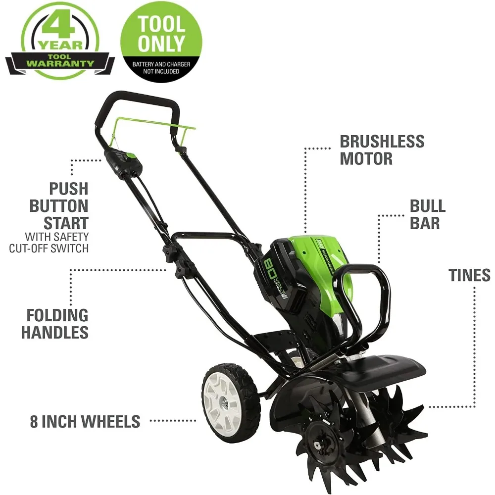 

80V 10 inch Cordless Tiller Cultivator, Tool Only, TL80L00