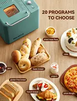 Dual Heater 2LB Bread Machine Metal Material & Nonstick Ceramic Pan Compact Bread Maker Machines 2