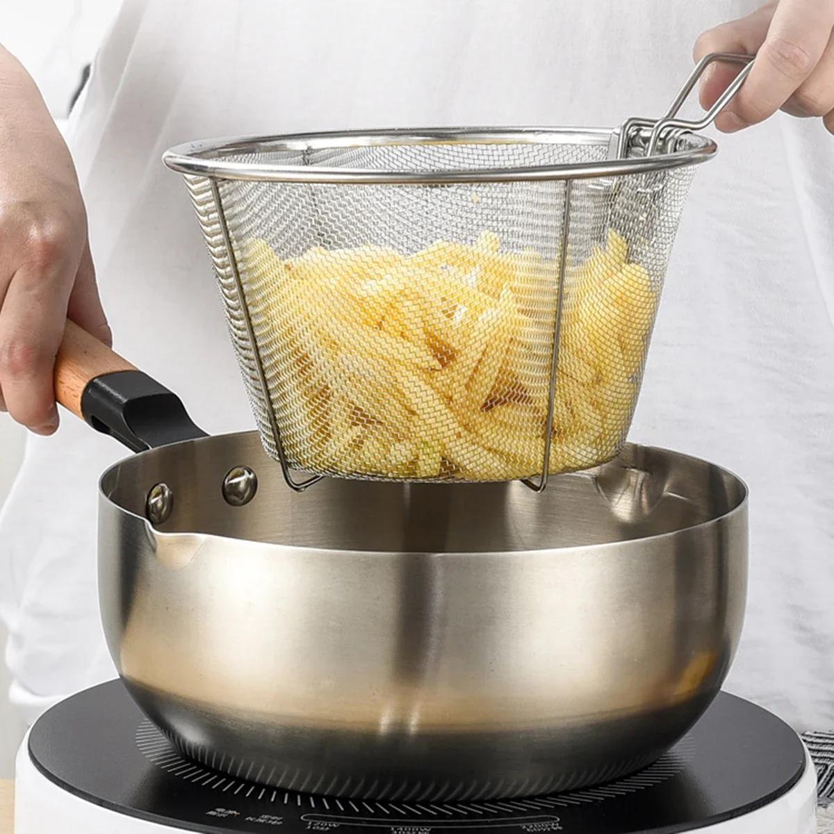 Oil Separating Stainless Steel Pan for Small Frying