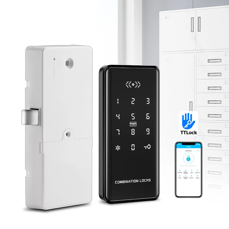 

TTlock APP Smart Cabinet Lock Office Storage Fingerprint Drawer Password 13.56mhz RFID Card for Sauna GYM Resort