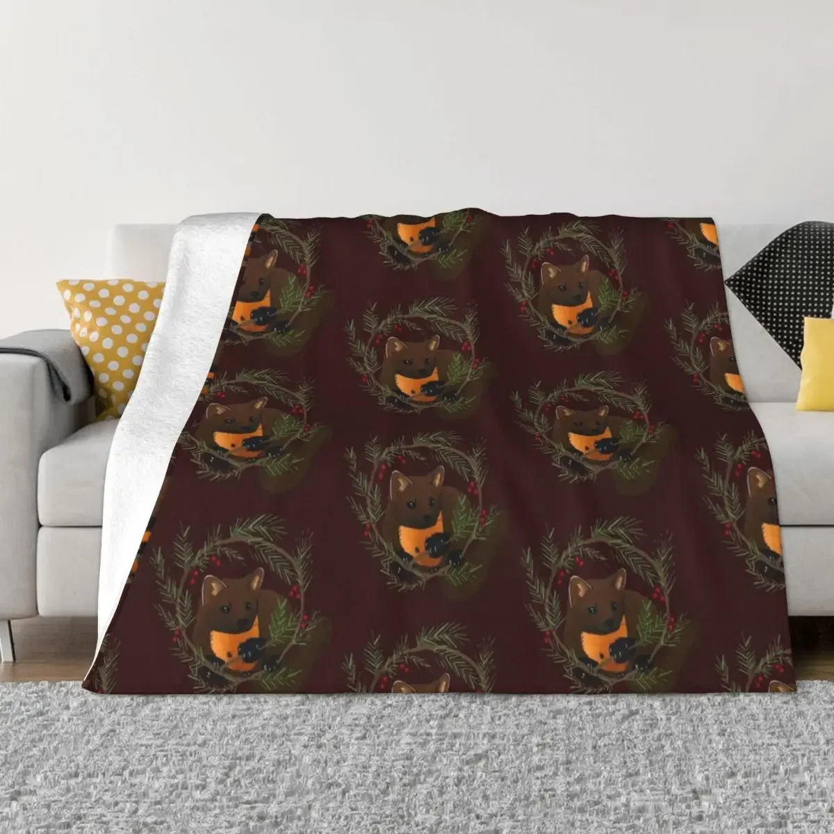 Pine Marten Throw Blanket Thin Plush Shaggy blankets and throws Blankets