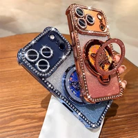 Rhinestone Lens Butterfly Bracket Glitter Phone Case for iPhone 17 16 Pro Max 15 14 13 Diamond Gradient Bling Shockproof Cover 4