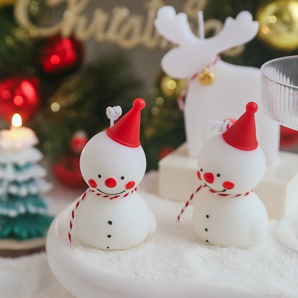White-Snowman Christmas Scented Candles Birthday Party Anniversary Cake Decorations Creative Party Candle Mini Holiday Aroma - Image 5