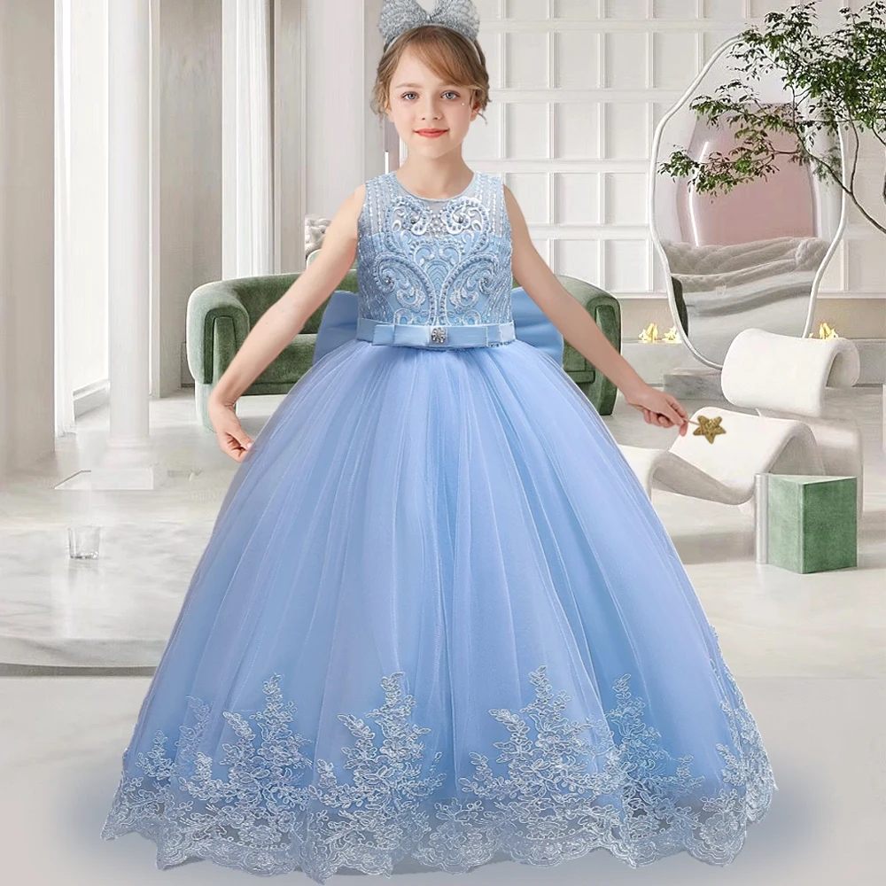 Girls' Graduation Gown birthday party jacquard embroidered long dress girls wedding dress young girl prom evening dress 15 years