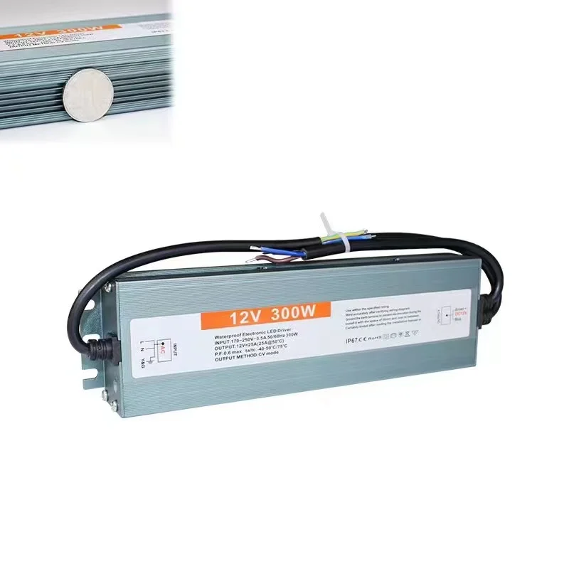 IP67 Waterproof Switching Power Supply Transformer AC 110V~220V To DC 12V 24V Lighting Driver 30W 50W 100W 200W  250W 300W 400W