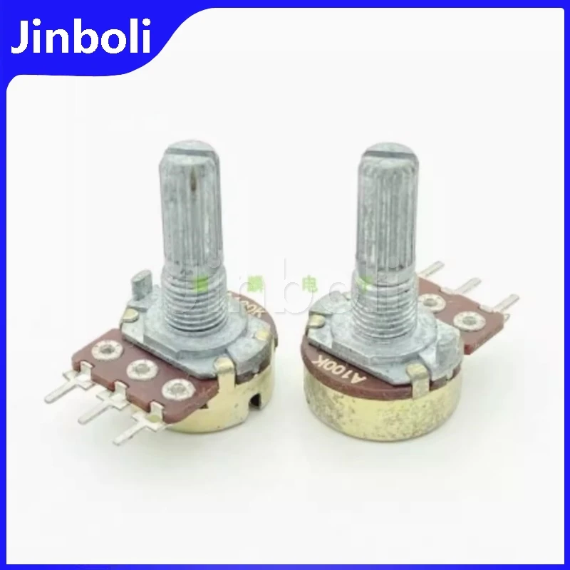 1PCS 16 Type A100K With Center Positioning Single 3Pins Audio Speaker Volume Potentiometer Flower Shaft 20mm