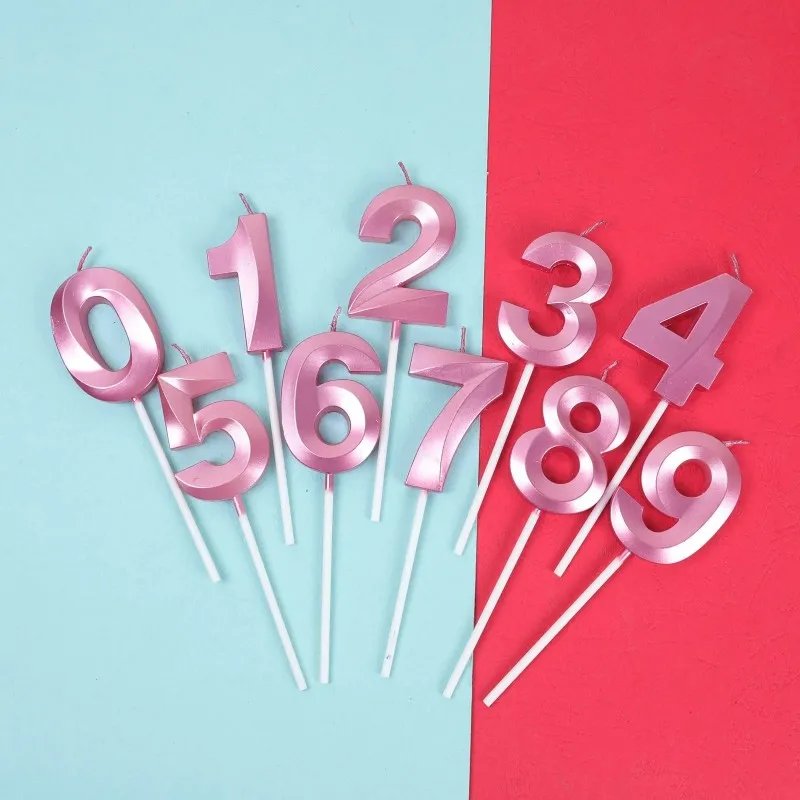 

Big Pink Number Candles 3d Design Cake Topper Decoration For Celebration Kids Birthday Boys Girls Candles Event Party Supplies