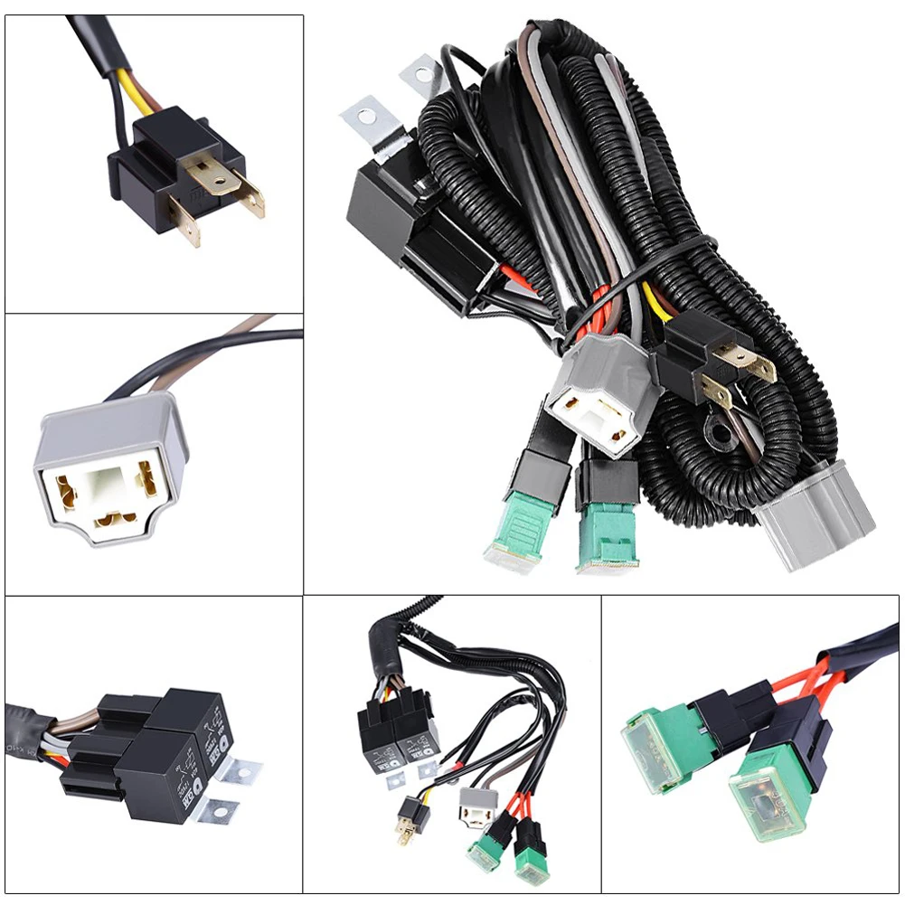12V 자동차 H4 LED 헤드라이트 릴레이 배선 하네스 키트 H4 배선 하네스 키트 LED 헤드라이트 배선 연장 세라믹 소켓 플러그