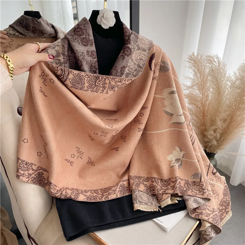 

2023 Cashmere Scarf for Women Warm Winter Blanket Thick Shawl Wrap Bandana Female Pashmina Bufanda Poncho Luxury Brand