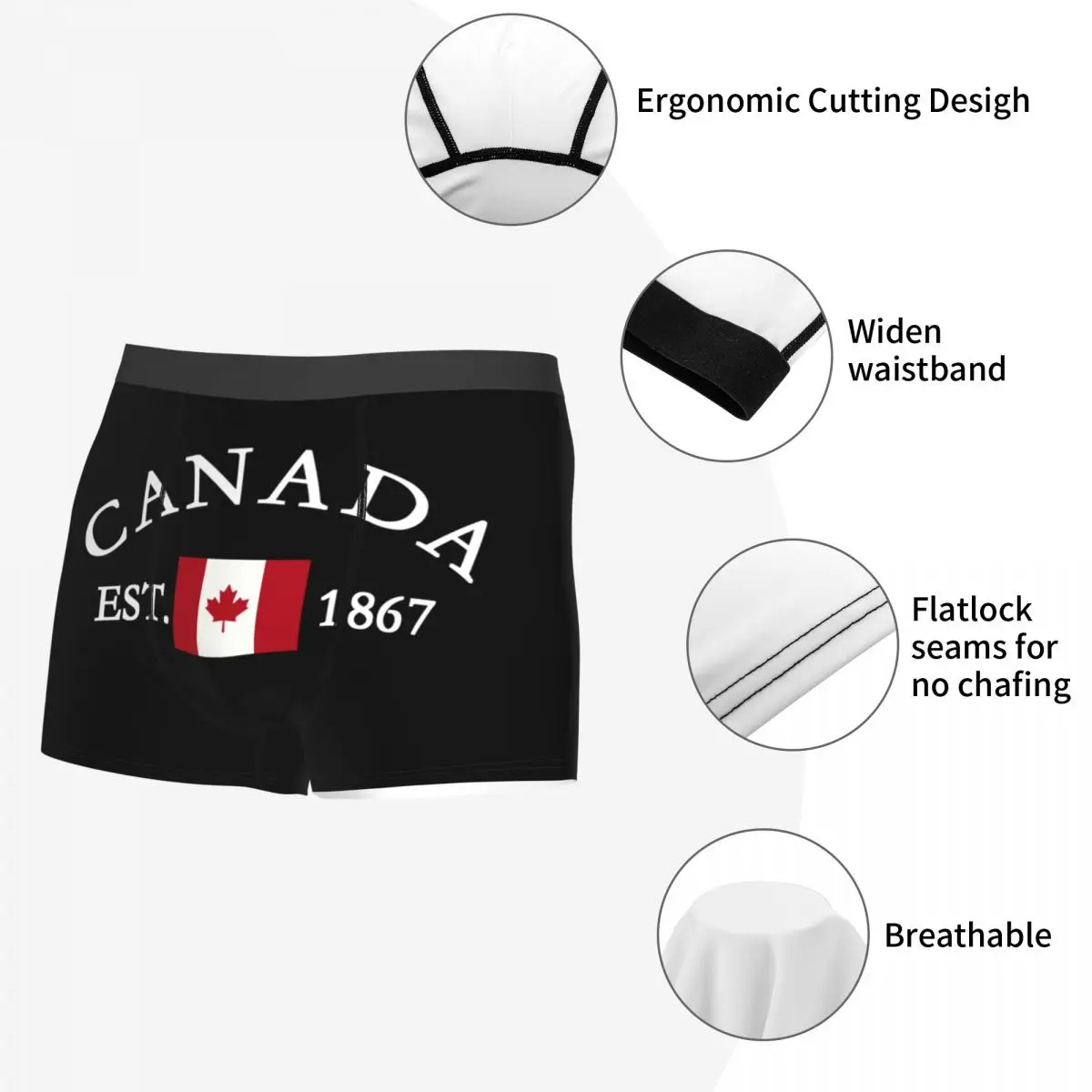 Custom Flag Of Canada Underwear Men Breathbale Patriotism Boxer Briefs Shorts Panties Soft Underpants For Homme 5