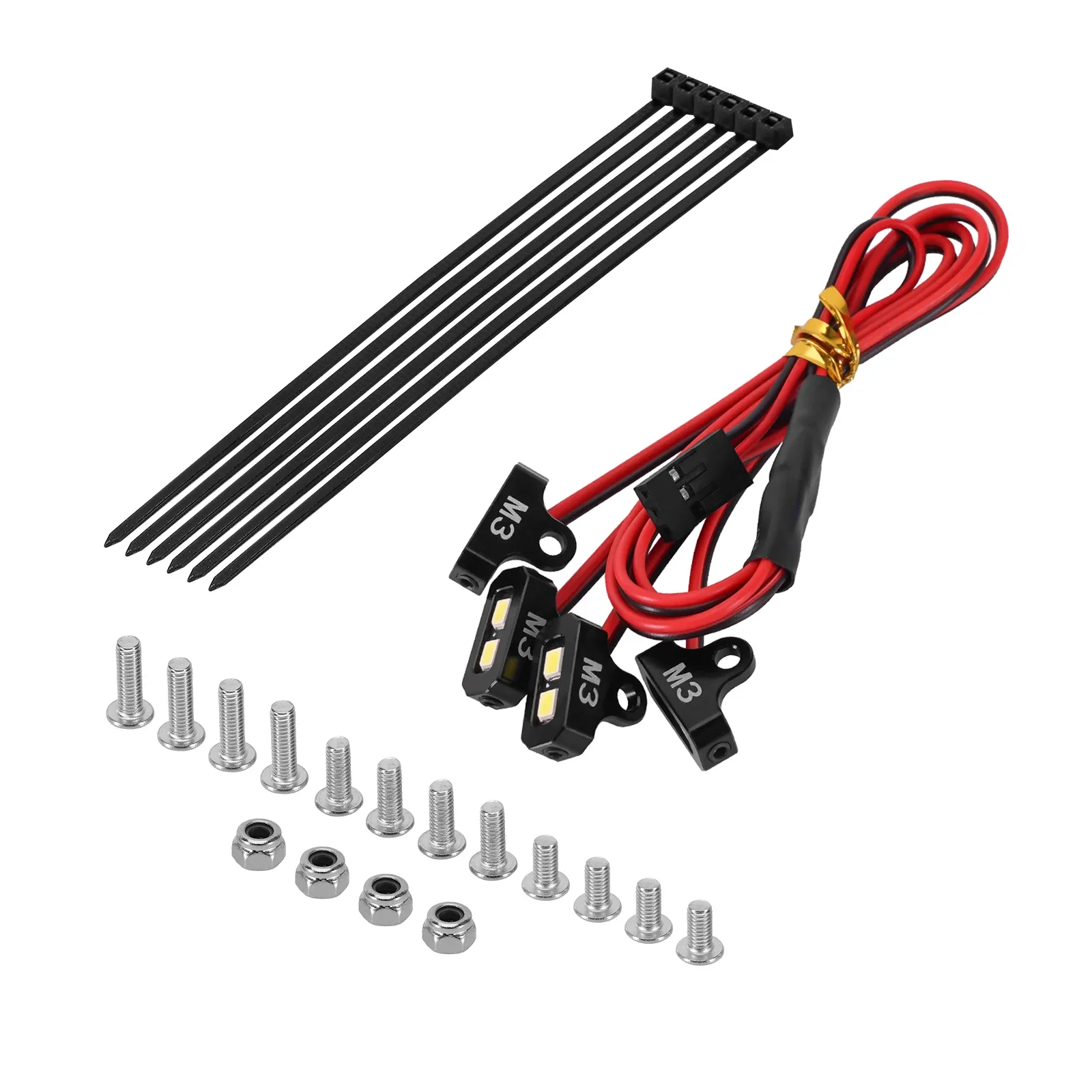 1/10 RC 크롤러용 INJORA 4LED 락 라이트 키트(흰색, 노란색) 이미지 2