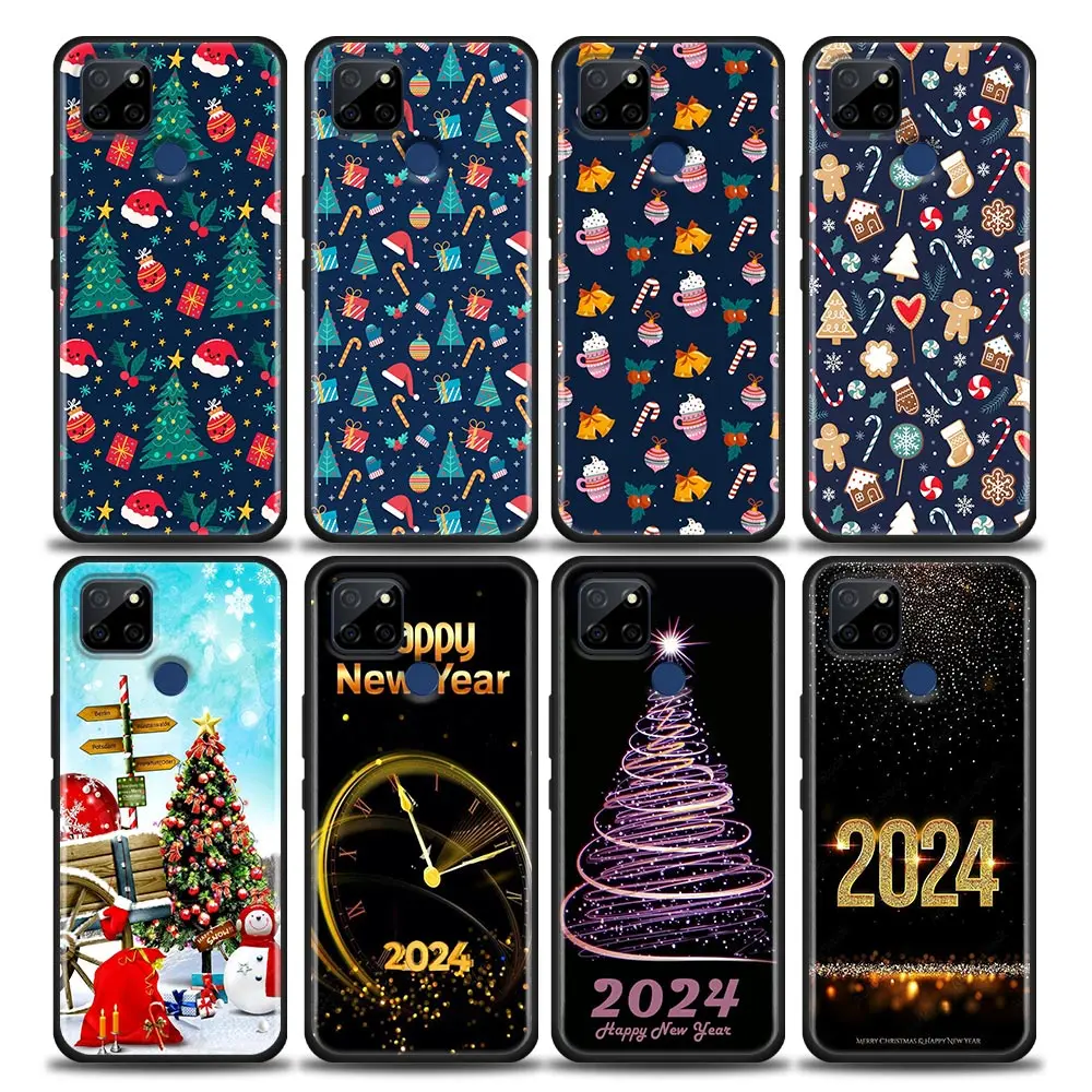 Merry Christmas Elk Santa Hat Tree Cover Custodia Per Telefono Per Oppo Realme X50 Xt X 11 10 9 9I 8 8I 7 6 Pro Plus Custodia Funda Coque Shell