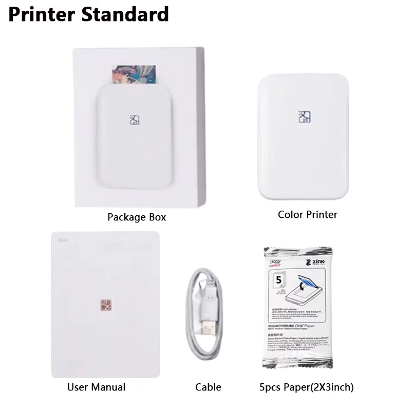 Портативний міні-кольоровий фотопринтер HPRT Bluetooth Мобільна портативна кишенькова друкарська машина Кольоровий друк Інтелектуальне використання AI MT53