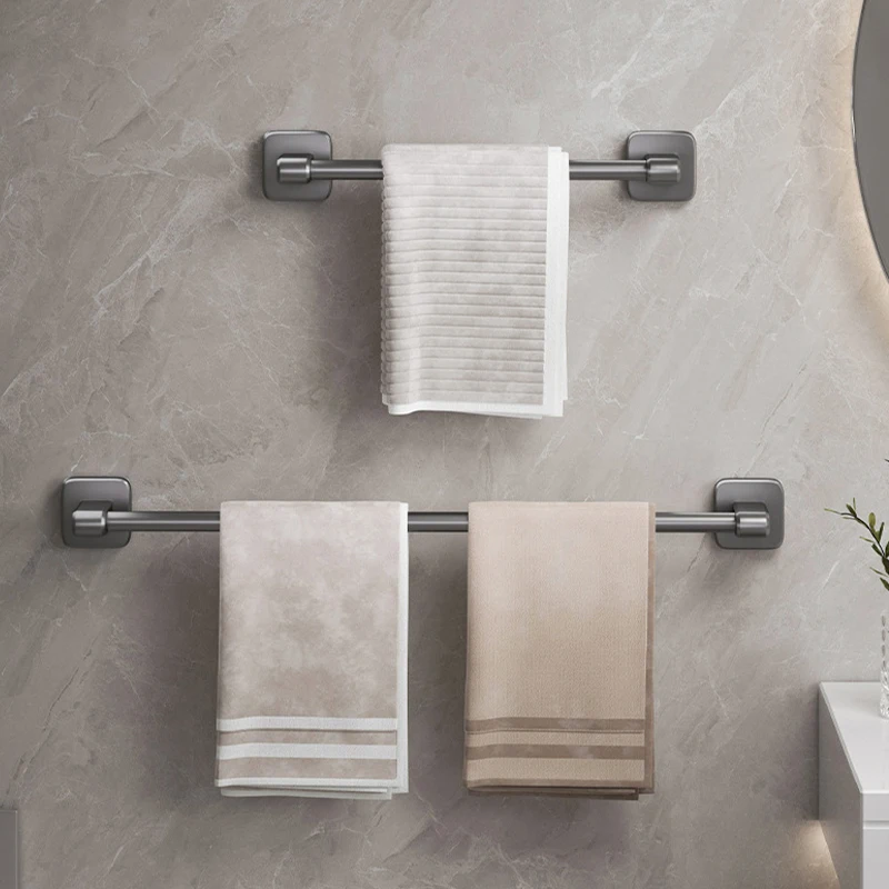 Towel Holder Space Aluminum No Drilling Bathroom Towel Organizers Self-adhesive Bar Bathroom Shelves Hand Bar towel rack towel holder