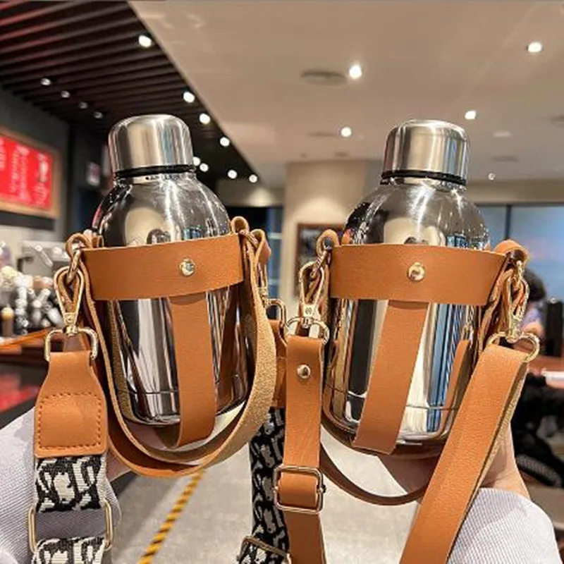 320ML Stainless Steel Water Bottle With Cup Straps Portable Cup