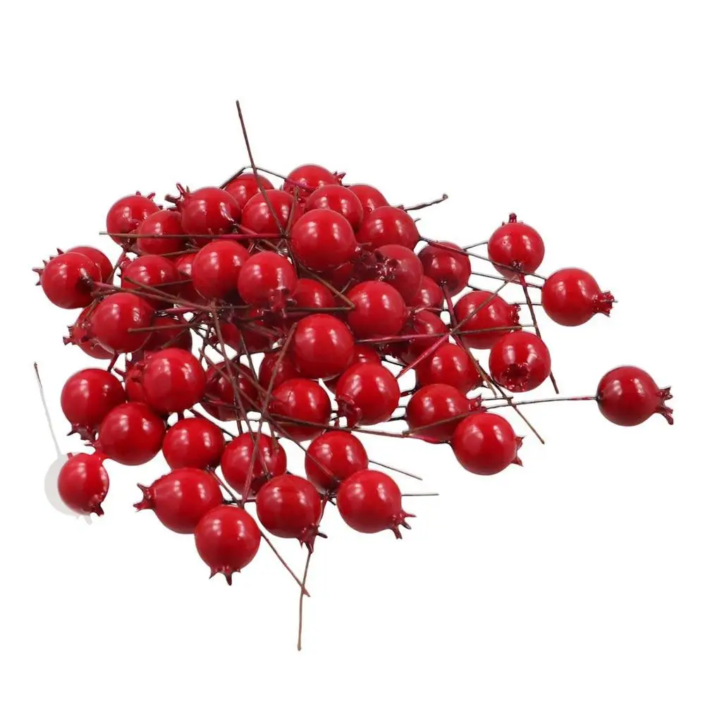 Kunststoff 20 Stück Weihnachtsrote Blumen Heimdekoration Künstliche Granatäpfel Hochzeitsdekoration Künstliche Früchte Simulierte Beeren – Detail 2