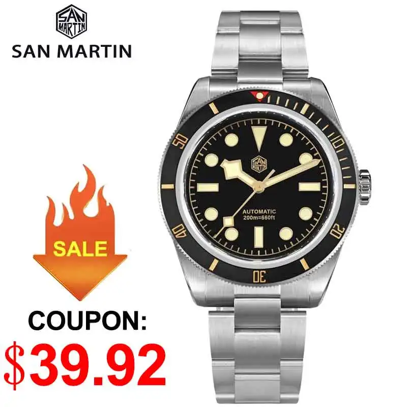 

San Martin Upgraded V2 BB58 6200 Limited Edition Watch 120 Clicks Matte Bezel NH35 Automatic Mechanical Wristwatches Sapphire