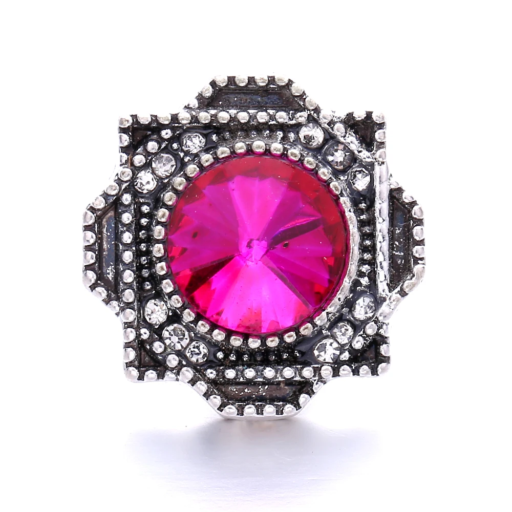 15PCS Vintage Rhinestone Flower 18mm Metal Snap Buttons Fit Snap Bracelet Bangle Necklace Jewelry ACC
