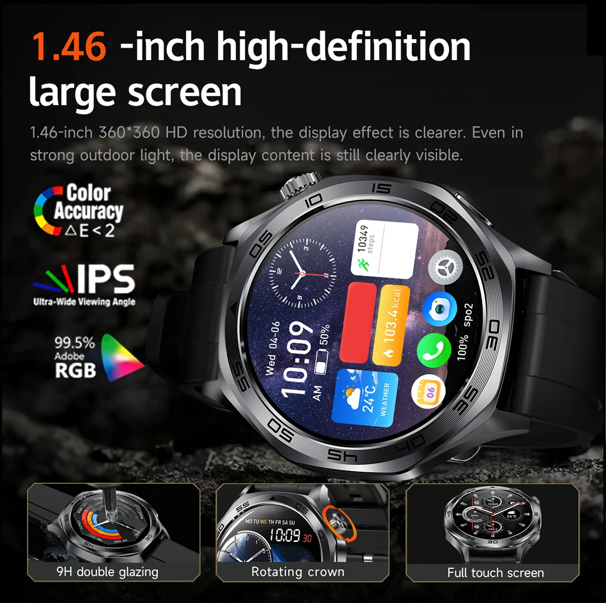 Smartwatch, quadrante personalizzabile, diverse modalità sportive, risposta/effettua chiamate, promemoria messaggi, adatto sia per uomini che per donne - immagine 3