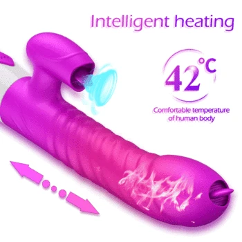 Double Tongue Cunnilingus Telescopic Rotating Heating Dildo G-spot Vagina Clitoris Stimulate Vibrator Adult Sex Toys for Women 4