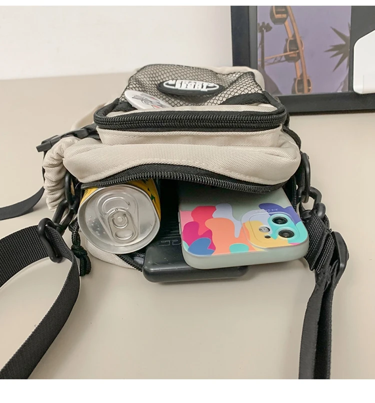 Kleine quadratische Tasche aus Nylongewebe für Männer und Frauen, mehrfarbige Umhängetasche für den täglichen Gebrauch von Studenten – Detail 26