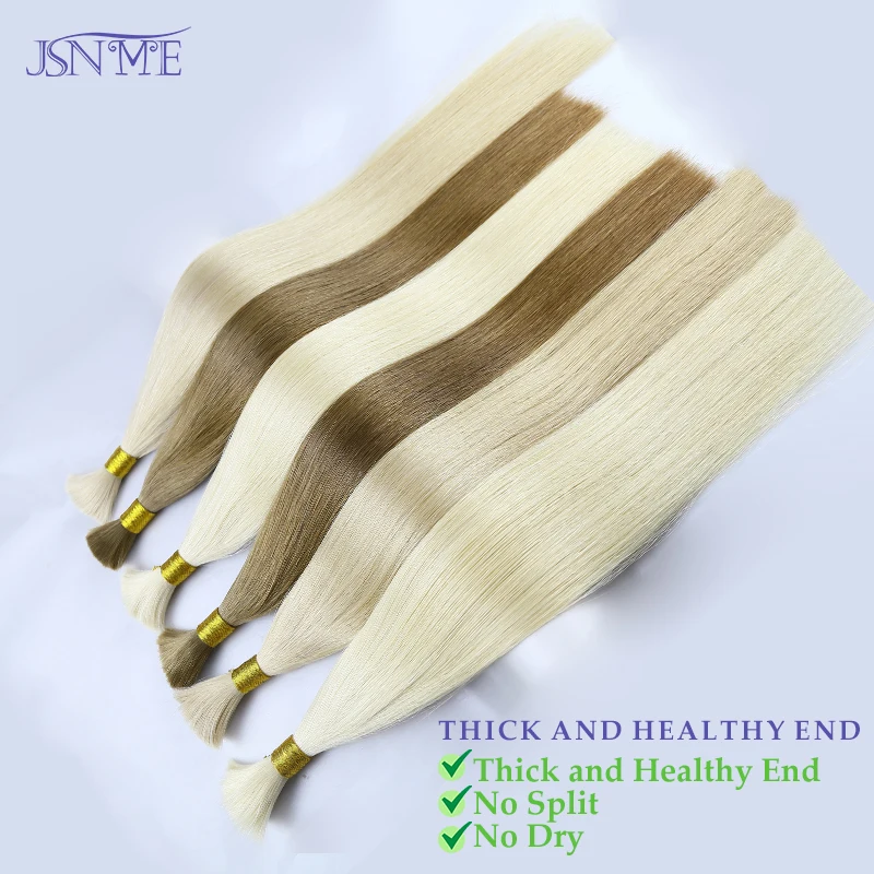 JSNME Bulk Hair Extensions Straight 100% Real Remy Human Hair Blonde Black Brown 613 Color High Quality For Salon 4