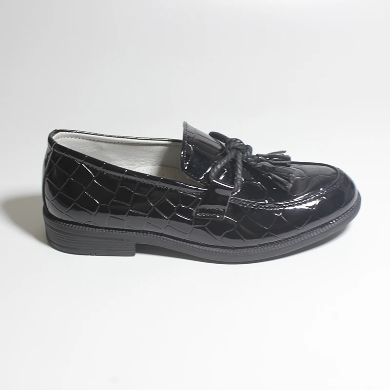 High Quality Boys Formal Shoes Crocodile Print Leather Loafers Solid Anti-slip Kids Moccasins Black Tassel Slip On Children Shoe