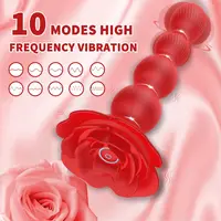 360-Grad-Rotations-Buttplug-Vibrator mit 10 rotierenden und vibrierenden Modus, Prostata-Massagegerät, Rosenform, Analkugeln, Sexspielzeug für Frauen und Männer 3