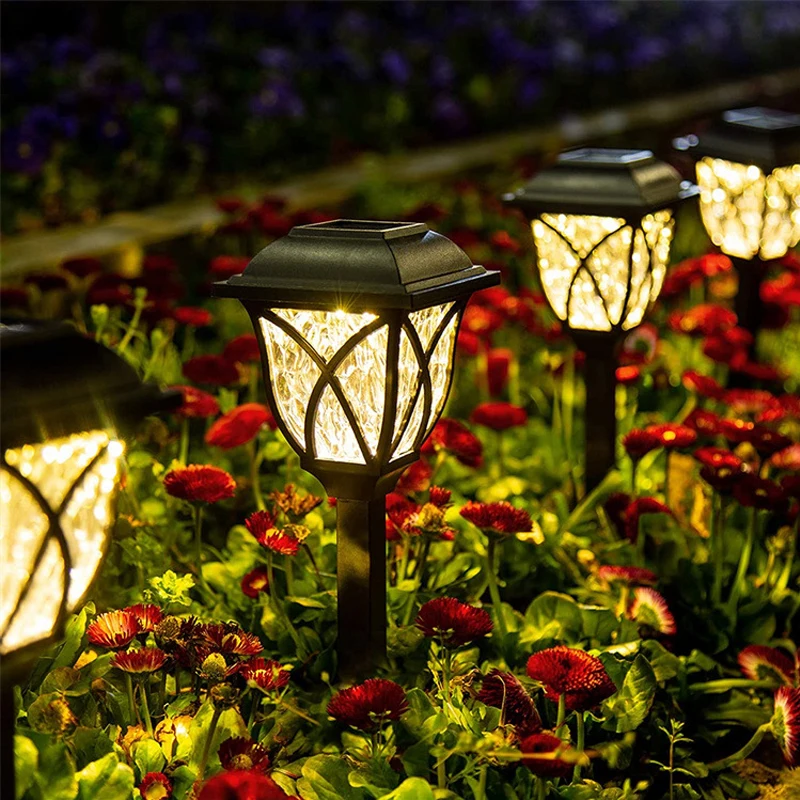 Solar Pathway Landscape Lamp Outdoor Waterproof LED Solar Garden Stake Light for Lawn Yard Patio Hallway Decoration