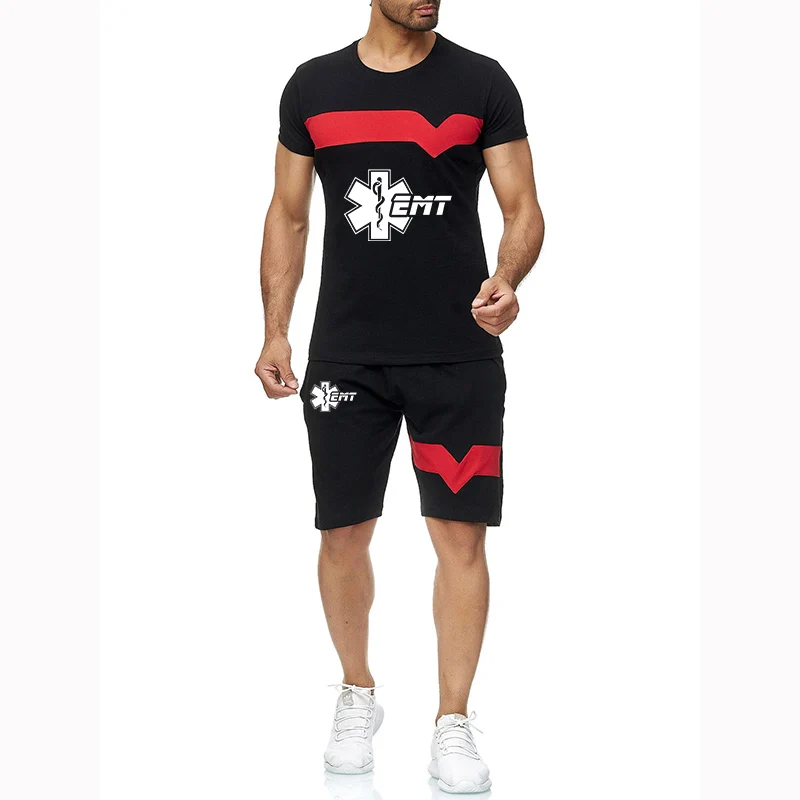 EMT nursing staff emergency medical care 2023 men's summer new printed comfortable short striped sleeve T-shirt short cotton Har