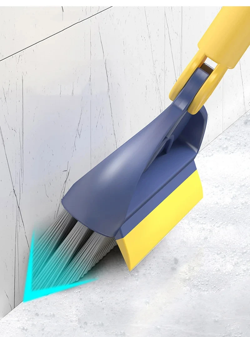 Description Picture 5 of item2-In-1 Floor Cleaning Brush with Scraper Long Handle Hard Bristle Corner Gap Brush for Bathroom Kitchen Household Cleaning Tools